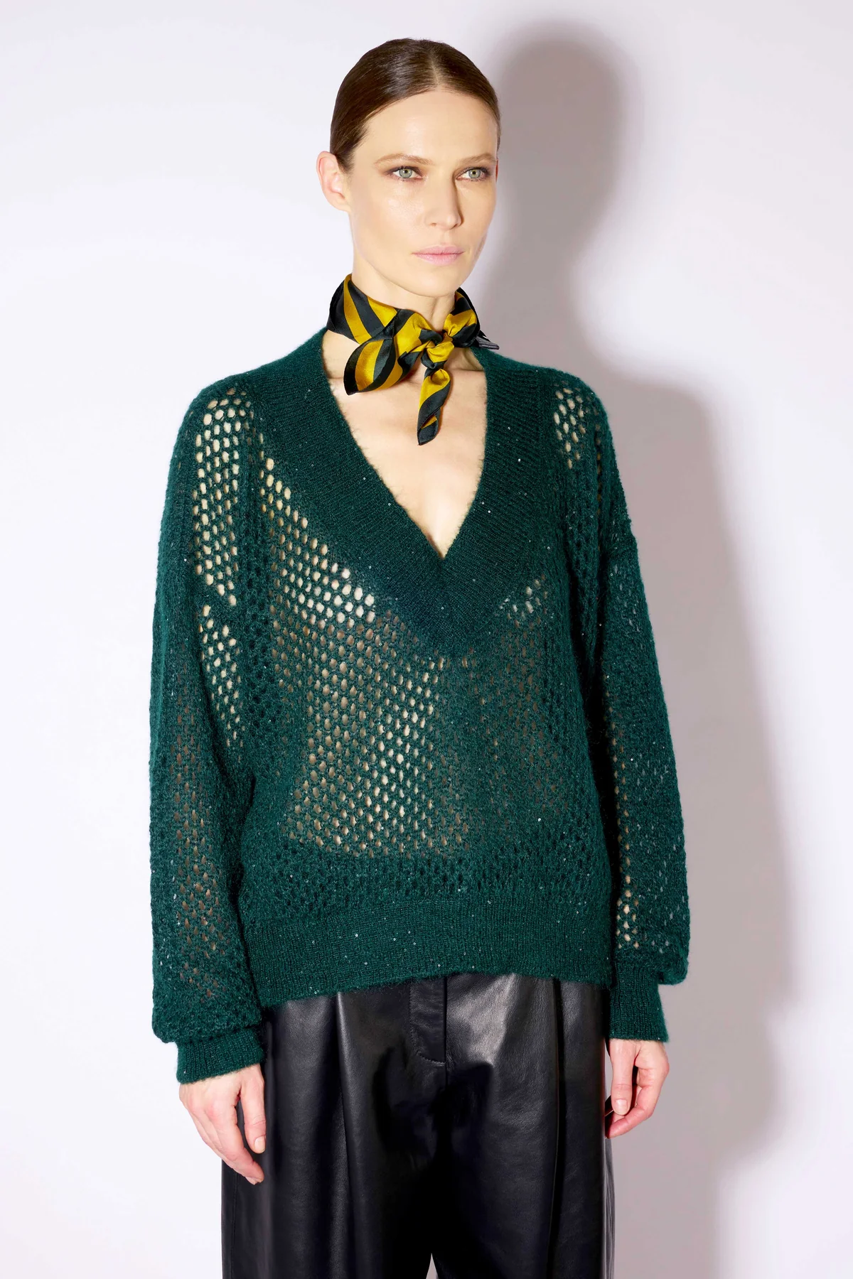 MAGLIA TRAFORATA VERDE SCURO MARION LIVIANA CONTI